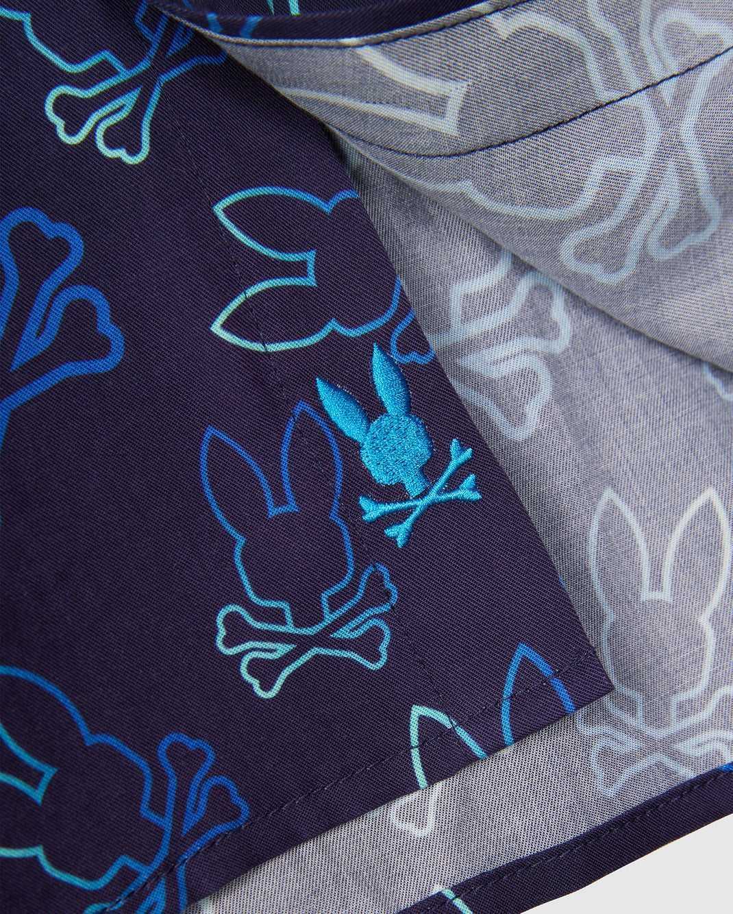 Chemises Psycho Bunny Sheldon All Over Print Shirt Bleu Marine Homme | ITL-62368771